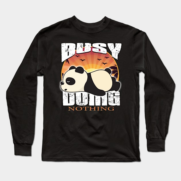 Busy Doing Nothing Panda Style Long Sleeve T-Shirt by printjobz